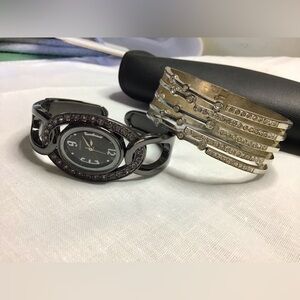 Elegant Black Women's Watch and Bracelet